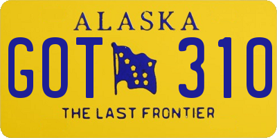 AK license plate GOT310