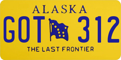 AK license plate GOT312