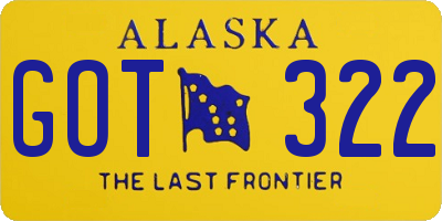 AK license plate GOT322
