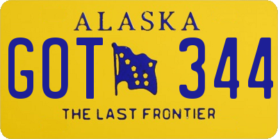 AK license plate GOT344