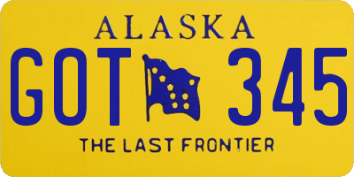 AK license plate GOT345