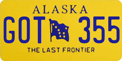 AK license plate GOT355