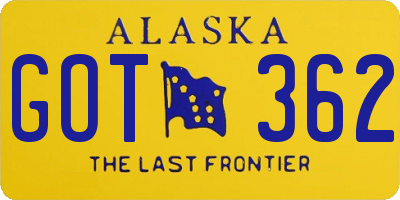 AK license plate GOT362