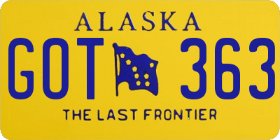 AK license plate GOT363