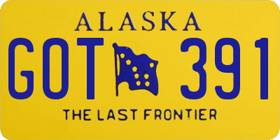 AK license plate GOT391