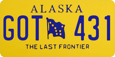 AK license plate GOT431