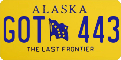 AK license plate GOT443
