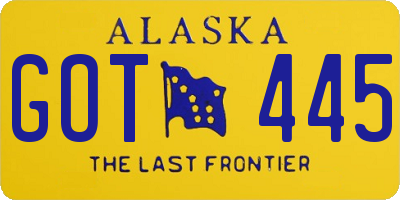 AK license plate GOT445