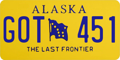 AK license plate GOT451