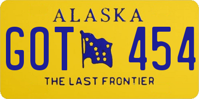AK license plate GOT454
