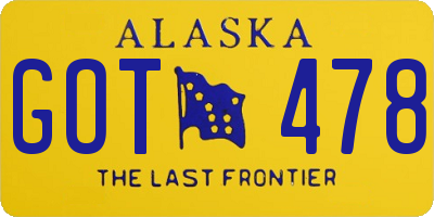 AK license plate GOT478