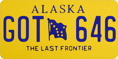 AK license plate GOT646