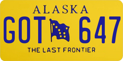 AK license plate GOT647