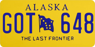 AK license plate GOT648