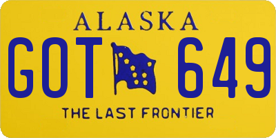 AK license plate GOT649