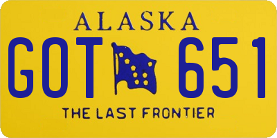AK license plate GOT651