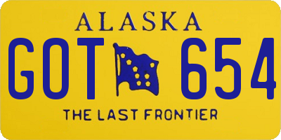 AK license plate GOT654