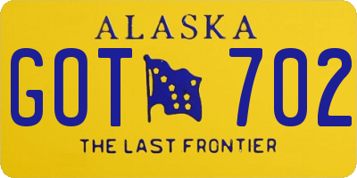 AK license plate GOT702