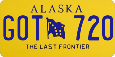 AK license plate GOT720
