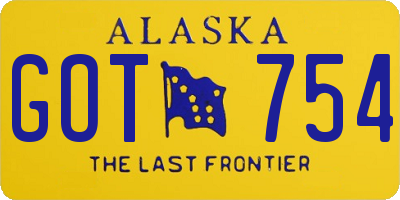 AK license plate GOT754