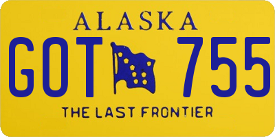 AK license plate GOT755