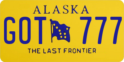 AK license plate GOT777
