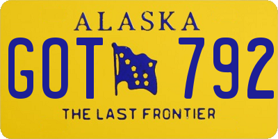 AK license plate GOT792