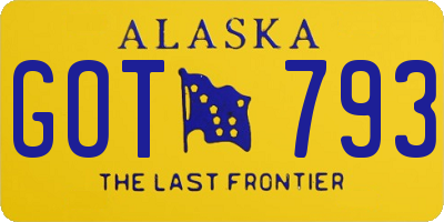 AK license plate GOT793