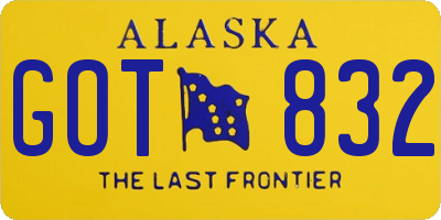 AK license plate GOT832