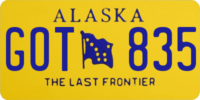 AK license plate GOT835