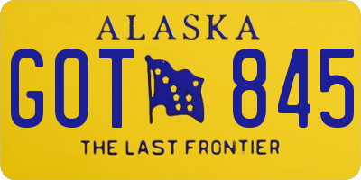 AK license plate GOT845
