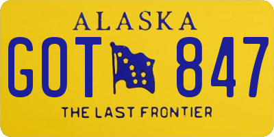AK license plate GOT847