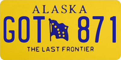 AK license plate GOT871