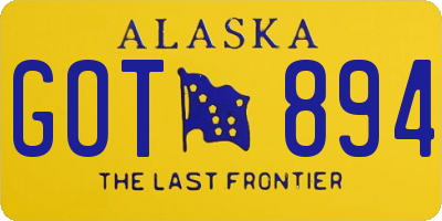 AK license plate GOT894