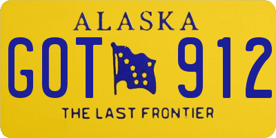AK license plate GOT912