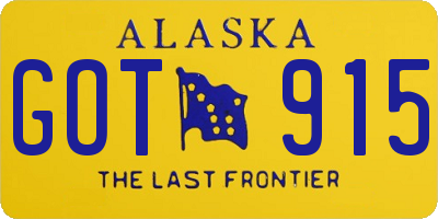 AK license plate GOT915