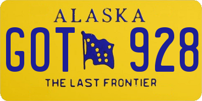 AK license plate GOT928