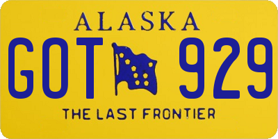 AK license plate GOT929
