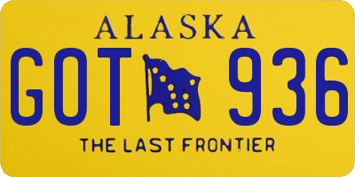 AK license plate GOT936