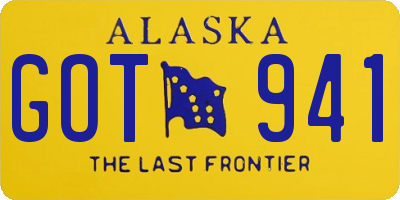 AK license plate GOT941