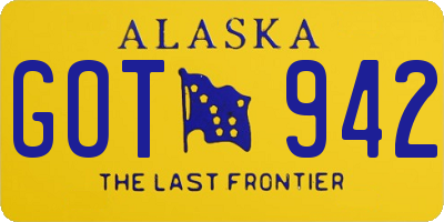 AK license plate GOT942