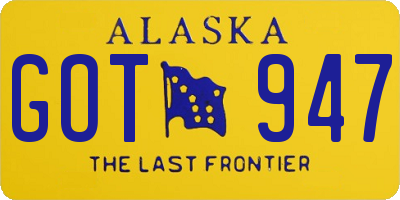 AK license plate GOT947