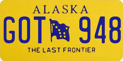 AK license plate GOT948