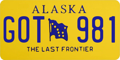 AK license plate GOT981