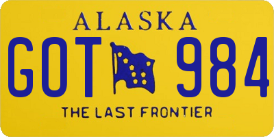 AK license plate GOT984