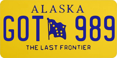 AK license plate GOT989