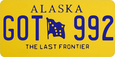 AK license plate GOT992