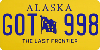 AK license plate GOT998