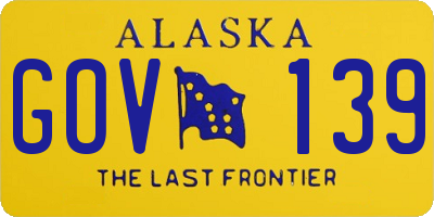 AK license plate GOV139
