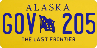 AK license plate GOV205